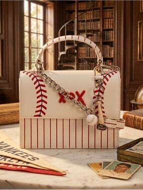 Betsey Johnson x Baseball Crossbody Purse Bag with Baseball Charms (New + Tags)